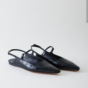 NWT Tibi Croc Print Rudy Flat in Black